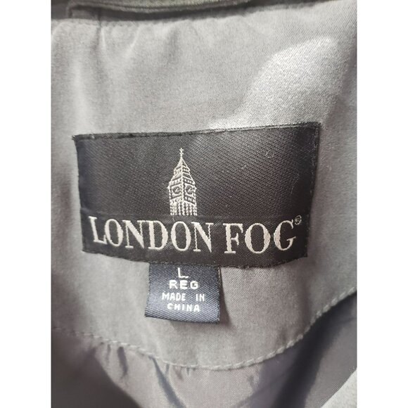 London Fog Gray Polyester Jacket, L, Double layer collar, Pockets, Button Cuffs - Picture 5 of 9